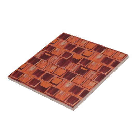 Rood en Oranje geometrisch Tegeltje (Zijkant)