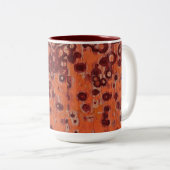 Rood en Oranje geometrisch Tweekleurige Koffiemok (Voorkant rechts)