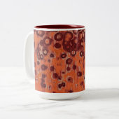 Rood en Oranje geometrisch Tweekleurige Koffiemok (Voorkant links)