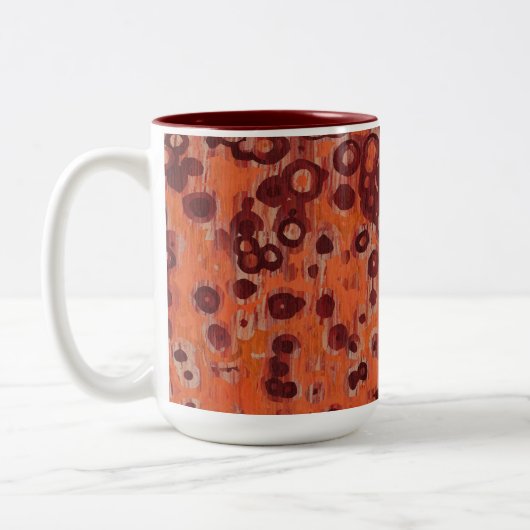 Rood en Oranje geometrisch Tweekleurige Koffiemok (Links)