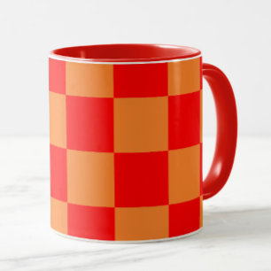 Rood en oranje geruit patroon mok