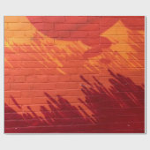 Rood en oranje geschilderde bakstenen muur cadeaupapier (Vlak)