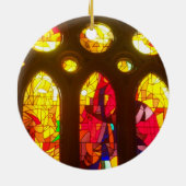 Rood en Oranje Glas in lood Keramisch Ornament (Achterkant)