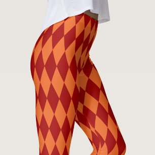 Rood en oranje harlekijn geruit ontwerp leggings
