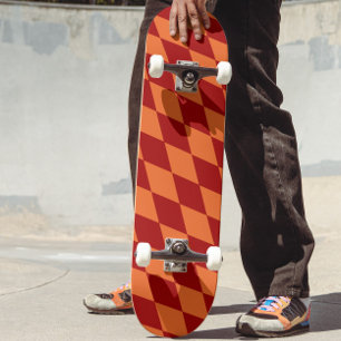 Rood en oranje harlekijn geruit ontwerp persoonlijk skateboard