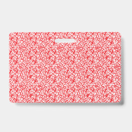 Rood en oranje inpakpapier met een geometrisch mot badge