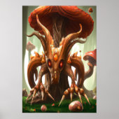 Rood en oranje paddenstoel buitenaards | AI Art Po Poster (Voorkant)
