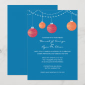 Rood- en Oranje-papieren lantaarns voor bruiloft Kaart (Voorkant / Achterkant)