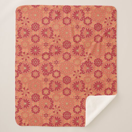 Rood en oranje patroon sherpa deken (Voorkant)