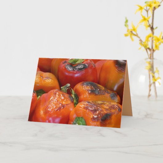 Rood en Oranje Peppers Blank Wenskaart Kaart (Gele Bloem)