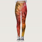 Rood en Oranje Psychedelic Starburst Tie Dye Leggings (Voorkant)