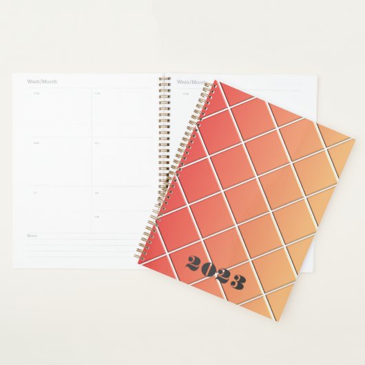 Rood en oranje vierkant raster met verloop - elk j planner (Display)