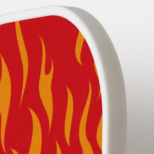 Rood en Oranje Vuur en Vlamjes Vet Pickleball Paddle (Links Detail)