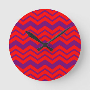 Rood en paars Chevron patroonontwerp Ronde Klok