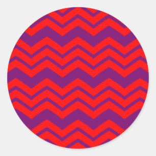 Rood en paars Chevron patroonontwerp Ronde Sticker