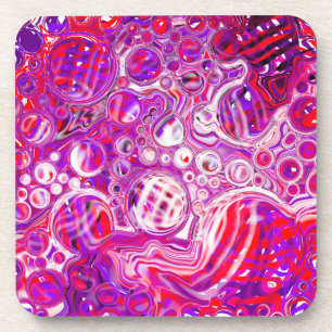 Rood en Paars fluïde kunst Bier Onderzetter