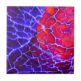 Rood en Paars gekraakt kwartskristal Tegeltje