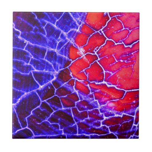 Rood en Paars gekraakt kwartskristal Tegeltje (Voorkant)