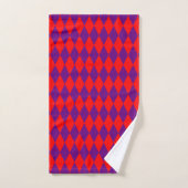 Rood en paars harlekijn geruit ontwerp bad handdoek (Handdoek)