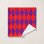 Rood en paars harlekijn geruit ontwerp bad handdoek (Wasdoekje)