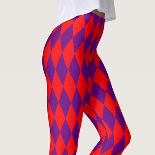 Rood en paars harlekijn geruit ontwerp  leggings