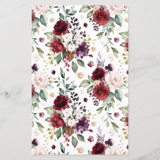 Rood en Paars Herfst Bloemen Weddenemkaart (Achterkant)