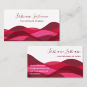 Rood- en paarse abstracte golven, kalligrafie visitekaartje (Voorkant / Achterkant)