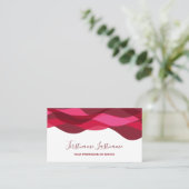 Rood- en paarse abstracte golven, kalligrafie visitekaartje (Staand voorkant)