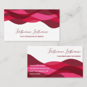 Rood- en paarse abstracte golven, kalligrafie visitekaartje (Voorkant / Achterkant)