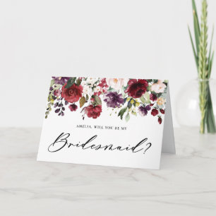 Rood en paarse bloemen zullen mijn Bridesmaid zijn Kaart