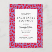 Rood en Paarse Dierenprint Bachelorette Party Briefkaart (Voorkant)
