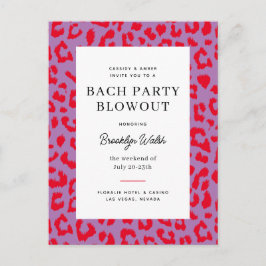 Rood en Paarse Dierenprint Bachelorette Party Briefkaart