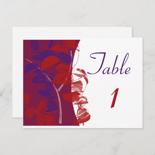 Rood en Paarse Leaf Design Tafelnummer (Voorkant / Achterkant)