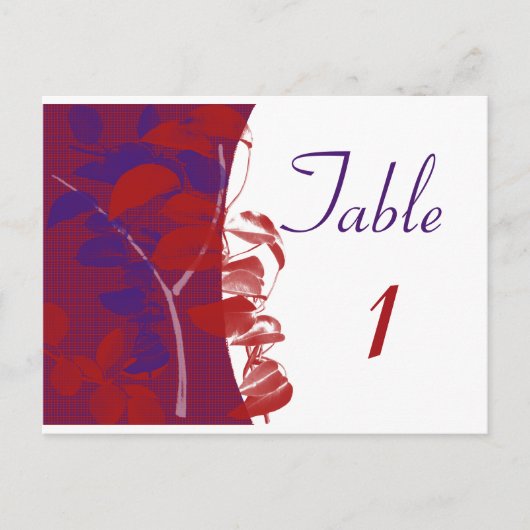 Rood en Paarse Leaf Design Tafelnummer (Voorkant)