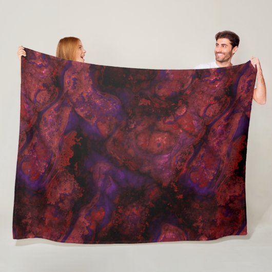 Rood en Paarse steen abstract Fleece Deken (In situ)
