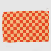 Rood en Perzik Check Checkerboard Patroon Golfhanddoek (Horizontaal)