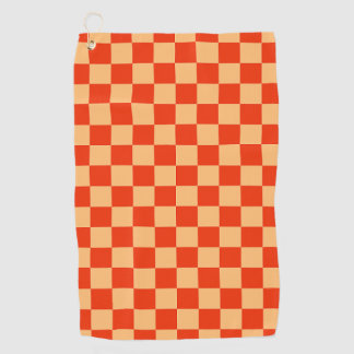 Rood en Perzik Check Checkerboard Patroon Golfhanddoek
