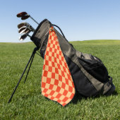 Rood en Perzik Check Checkerboard Patroon Golfhanddoek (Groen)