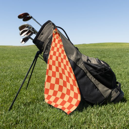 Rood en Perzik Check Checkerboard Patroon Golfhanddoek (Groen)
