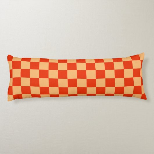 Rood en Perzik Check Checkerboard Patroon Lichaamskussen (Achterkant)
