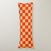 Rood en Perzik Check Checkerboard Patroon Lichaamskussen (Voorkant Verticaal)