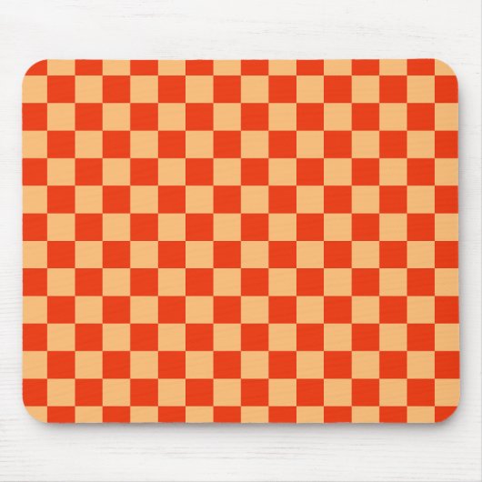 Rood en Perzik Check Checkerboard Patroon Muismat (Voorkant)