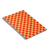 Rood en Perzik Check Checkerboard Patroon Notitieboek (Rechterzijde)