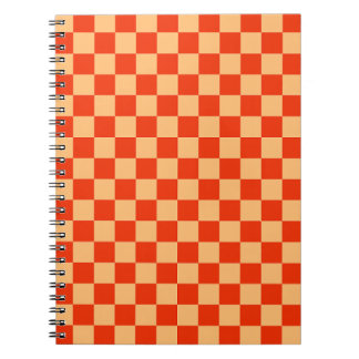 Rood en Perzik Check Checkerboard Patroon Notitieboek