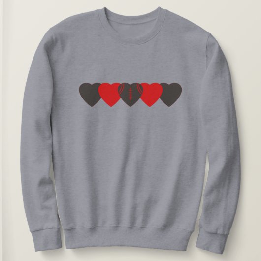 Rood en Pewter Hart Voetbal Donker Trui (Design voorkant)