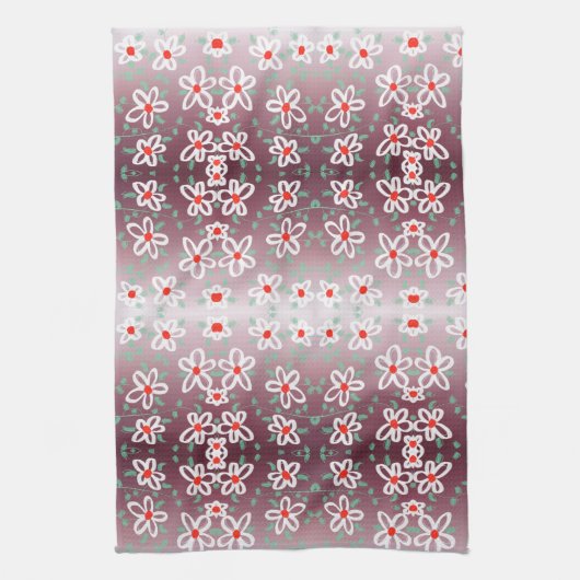 Rood en pruim bloemige handdoek (Verticaal)