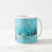 Rood- en ringbomen en gekleurde sneeuwvlokken koffiemok (Voorkant rechts)