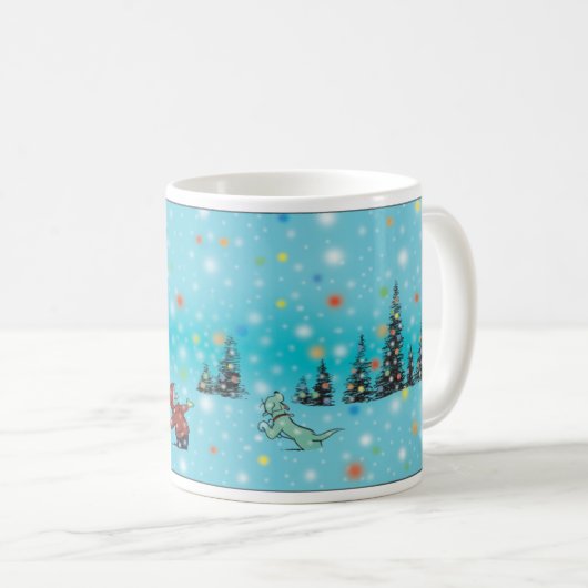 Rood- en ringbomen en gekleurde sneeuwvlokken koffiemok (Voorkant rechts)