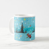 Rood- en ringbomen en gekleurde sneeuwvlokken koffiemok (Voorkant links)