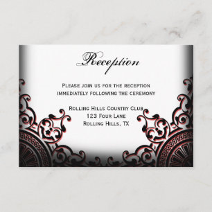 Rood-en-roodgothic Scroll Wedding Reception Kaart